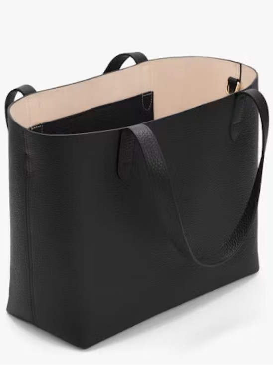 Cuyana Handbags - CUYANA Black Leather Tote Bag with Beige Interior medium